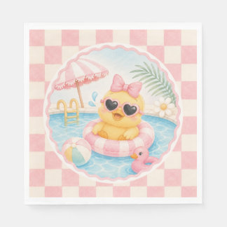 Rosa Enten Pool Party Servietten, Splish Splash So Serviette