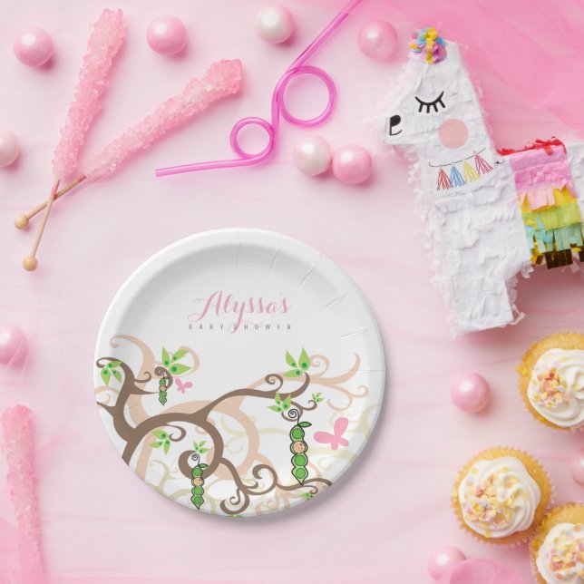 Rosa Erbse ein im Pappteller (Party)