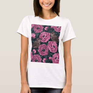Rosa Erdbäume und dunkelgraue Wangen T-Shirt
