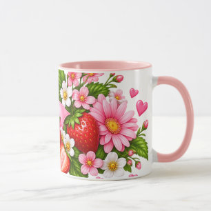 Rosa Erdbeer-Blumen-Tasse Süßes Geschenk für Sie Tasse