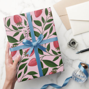 Rosa Erdbeer-Hochzeitsgeschenk-Verpackungspapier Geschenkpapier