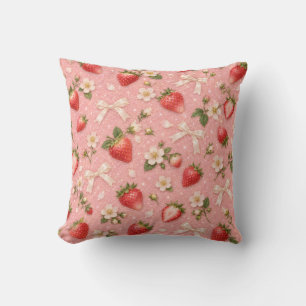 Rosa Erdbeer-Schleifen Faux-Glitter-Blumen Kissen