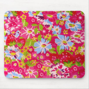 Rosa Erdbeere bunt blumig Mousepad