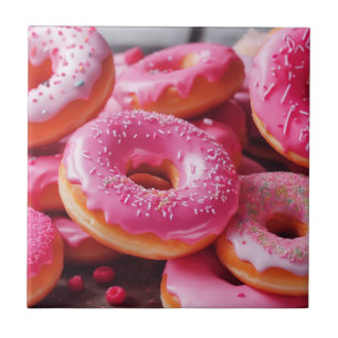 Rosa Erdbeere Donuts Fliese
