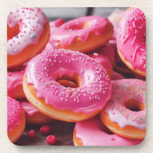 Rosa Erdbeere Donuts Getränkeuntersetzer