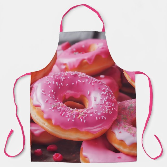 Rosa Erdbeere Donuts Schürze (Vorderseite)