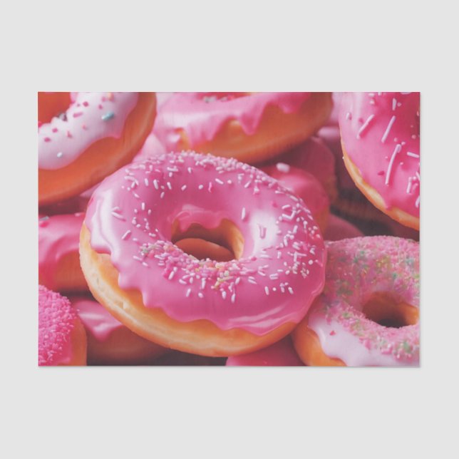 Rosa Erdbeere Donuts Seidenpapier (Vorderseite)