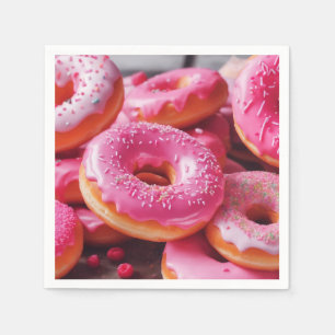 Rosa Erdbeere Donuts Serviette