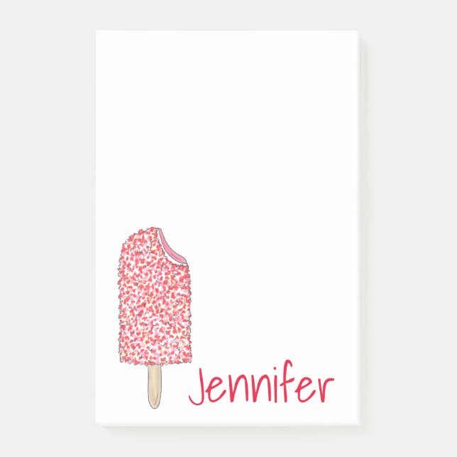 Rosa Erdbeere Eclair Ice Creme Popsicle Post-its Post-it Klebezettel (Vorderseite)