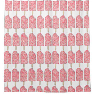 Rosa Erdbeere Eclair Popsicles Duschvorhang
