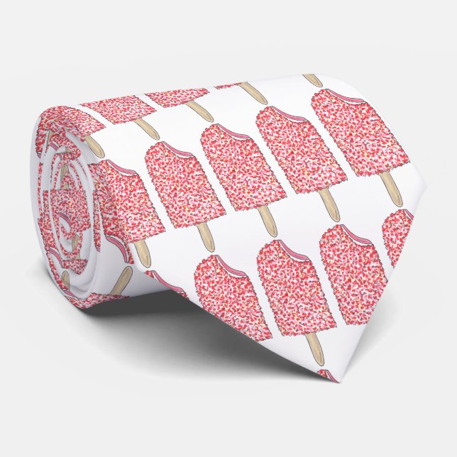Rosa Erdbeere Eclair Shortcake Popsicle Pops Krawa Krawatte (Gerollt)
