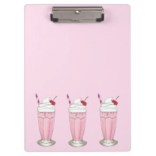 Rosa Erdbeere Eis Creme Shake Milkshake Dessert Klemmbrett