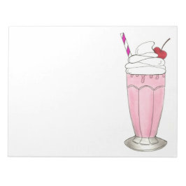 Rosa Erdbeere Eis Creme Shake Milkshake Dessert Notizblock