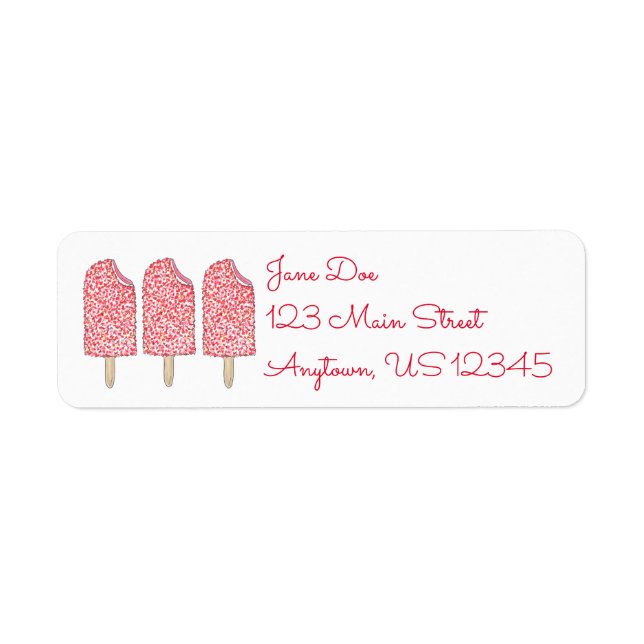 Rosa Erdbeere Eiscreme Eclair Popsicles Labels (Vorne)