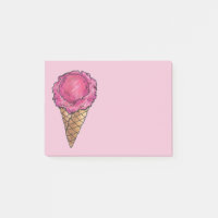 Rosa Erdbeere Eiscreme Waffelkone Post it's