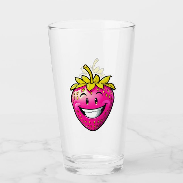 Rosa Erdbeere Glas (Vorderseite)
