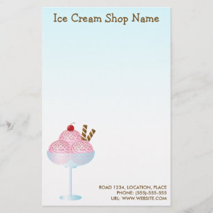 Rosa Erdbeere Ice Creme Business Briefpapier