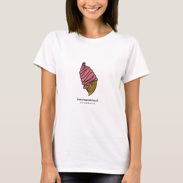 Rosa Erdbeere Ice Creme Cone icecreamliciouS T-Shirt (Vorderseite)