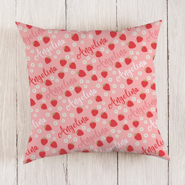 Rosa Erdbeere Individuelle Name Girls Pillow Kissen (Von Creator hochgeladen)