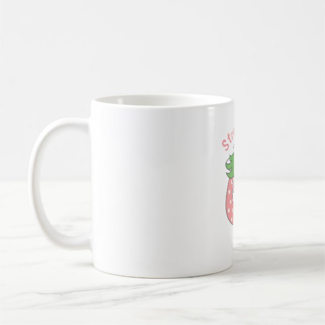 Rosa Erdbeere Kuh Klassischer T - Shirt Kaffeetasse (Links)