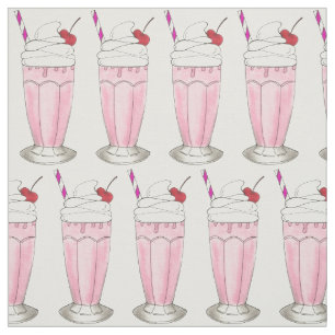 Rosa Erdbeere Milkshake Ice Cream Shoppake Stoff