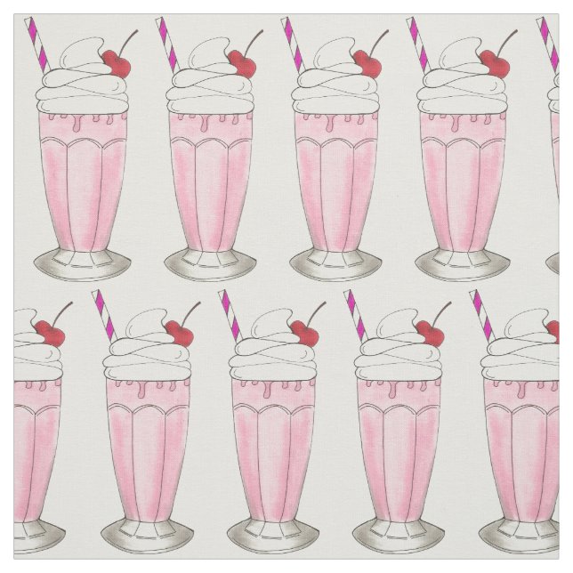 Rosa Erdbeere Milkshake Ice Cream Shoppake Stoff (Muster)