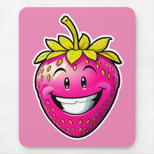 Rosa Erdbeere Mousepad (Vorne)