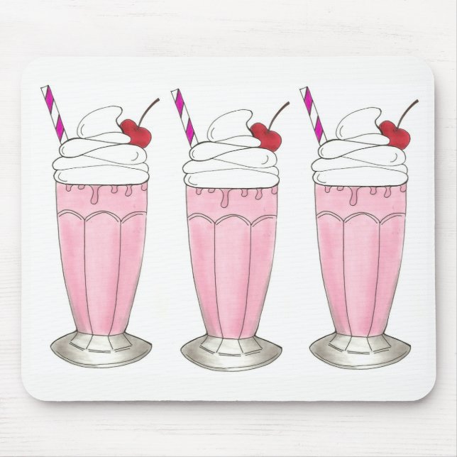 Rosa Erdbeere Schütteln Eiscreme Milchshake Feinsc Mousepad (Vorne)
