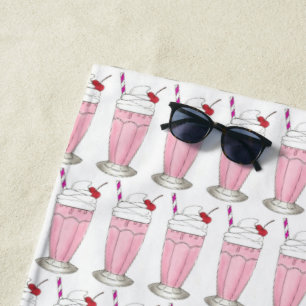 Rosa Erdbeere Schütteln Eiscreme Milchshake Feinsc Strandtuch