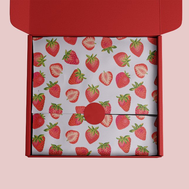 Rosa Erdbeere Sommerfruchtmuster Seidenpapier (Strawberry pattern tissue paper)