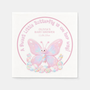 Rosa Erdbeere Süße Schmetterling Mädchen Baby-Part Serviette