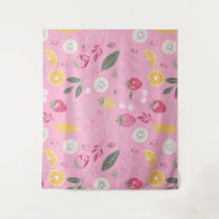 Rosa Erdbeere und Blumentapestry (68" x 80")