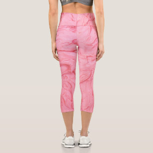 Rosa Erdbeereiscreme-Textur Capri Leggings
