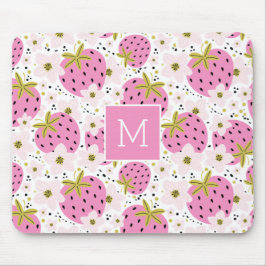 Rosa Erdbeeren Custom Monogram Mousepad
