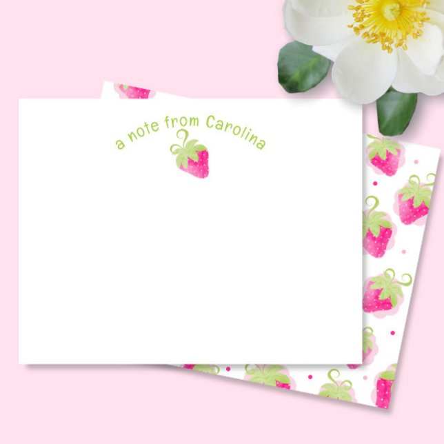 Rosa Erdbeeren & Dots Niedlich Girly Note Card Mitteilungskarte (Von Creator hochgeladen)