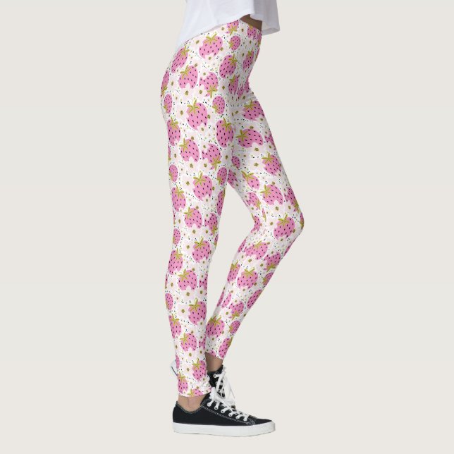 Rosa Erdbeeren Leggings (Rechts)