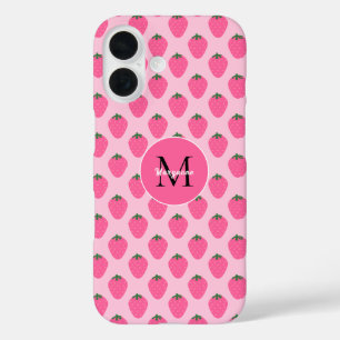 Rosa Erdbeeren, niedlich, kundenspezifisch iPhone 16 Hülle