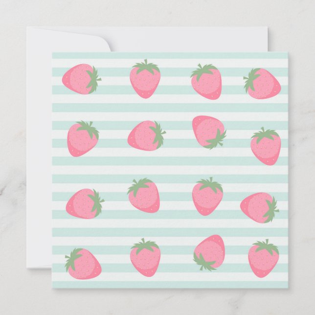 Rosa Erdbeeren Streifen Karte (Vorderseite)