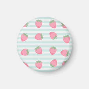 Rosa Erdbeeren Streifen Magnet