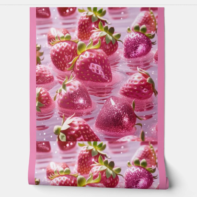 Rosa Erdbeeren Tapete (Abrollen)