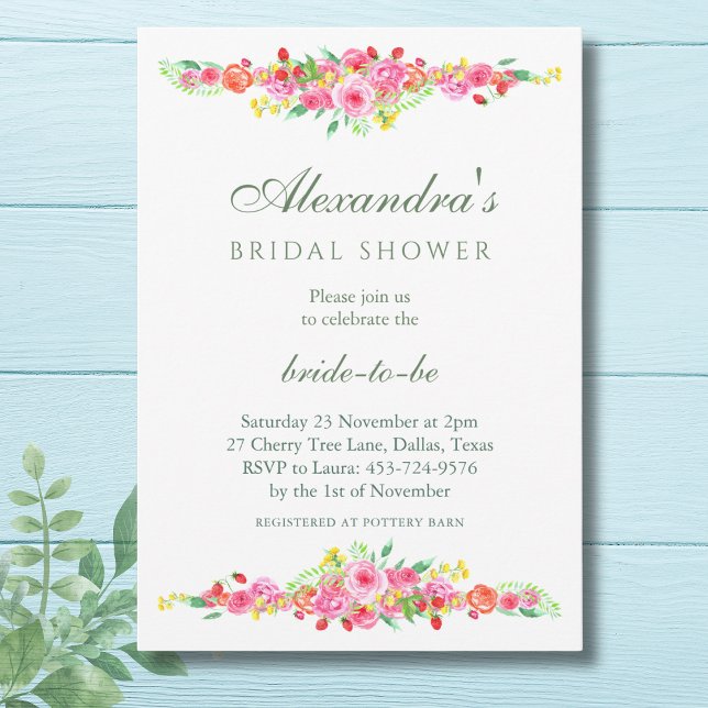 Rosa Erdbeeren und Peony-Brautparty Einladung (Von Creator hochgeladen)