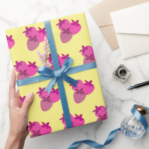 Rosa Erdbeerfeld Sommer niedliche Naturfrüchte Geschenkpapier
