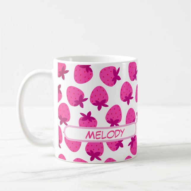 Rosa Erdbeerfeld Sommerfrucht erste Kaffeetasse (Links)