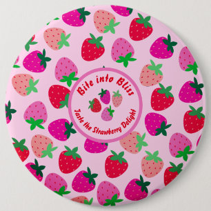 Rosa Erdbeerfeld Sommergebäck Naturfrüchte Button