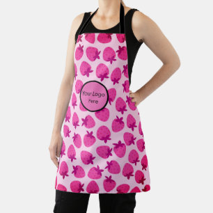 Rosa Erdbeerfeld Sommergebäck Naturfrüchte Schürze
