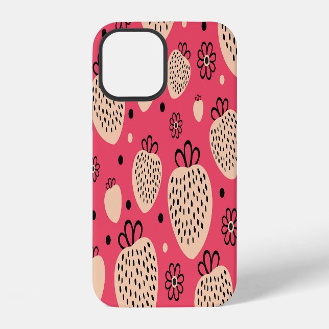 Rosa Erdbeermuster: nahtloses, süßes Design iPhone Hülle (Rückseite)