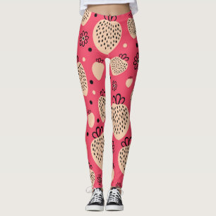 Rosa Erdbeermuster: nahtloses, süßes Design Leggings