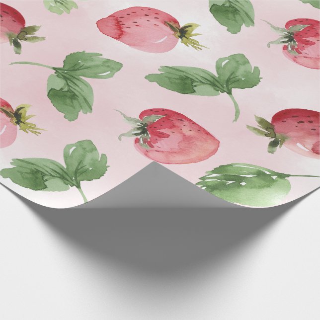 Rosa Erdbeerpapier Geschenkpapier (Ecke)