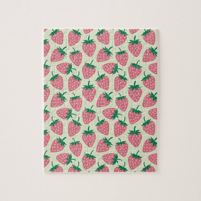 Rosa Erdbeersommer-Muster Puzzle (Vertikal)