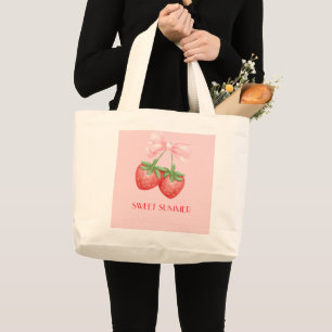 Rosa Erdbeertasche Jumbo Stoffbeutel